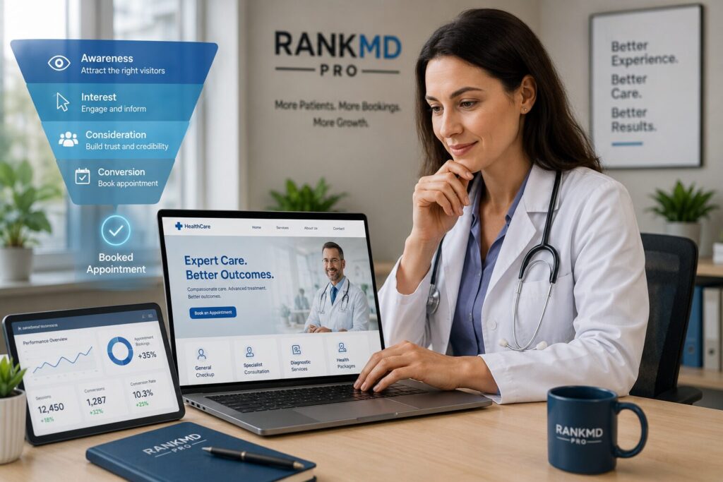 Optimizing healthcare websites to improve patient trust, user experience, and appointment bookings through data-driven CRO strategies.
