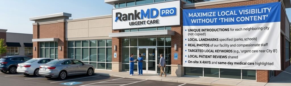 Healthcare SEO expert optimizing service area pages for an urgent care clinic to improve local search rankings, attract nearby patients, and strengthen urgent care SEO services.